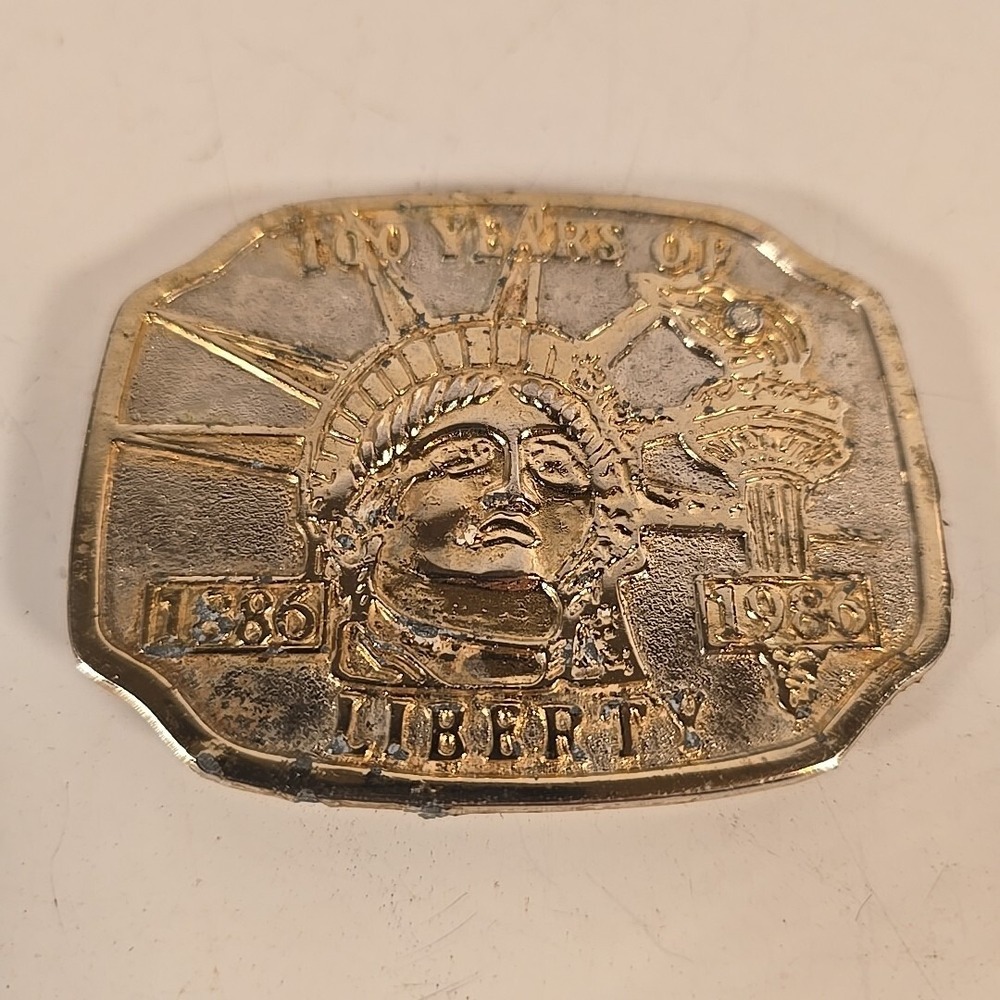 VINTAGE Statue of Liberty Metal Belt‎ Buckle 100 Years of Liberty 1886-1986